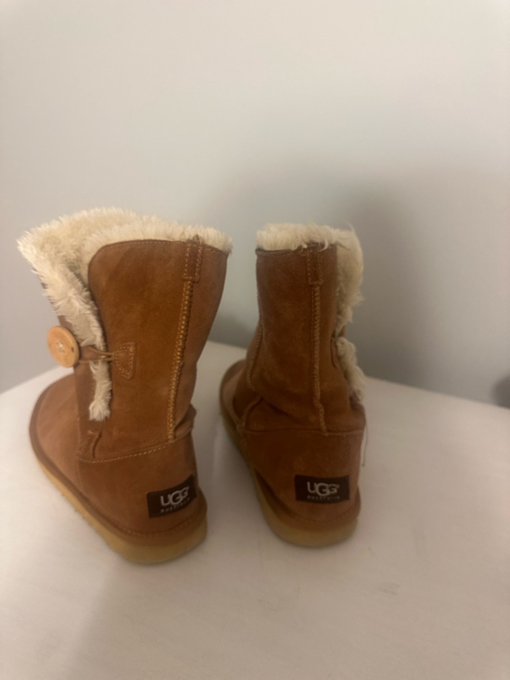 UGG Chestnut Suede Shearling Button Boots